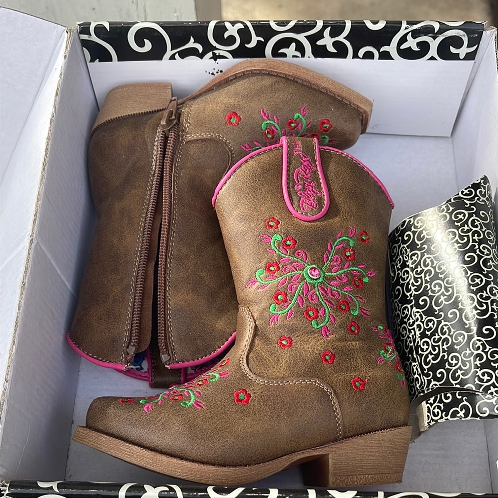 Blazin Roxx Brown and Pink Kids Boots